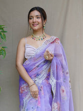 Handwork Best New Arrivals Organza Lavender Saree